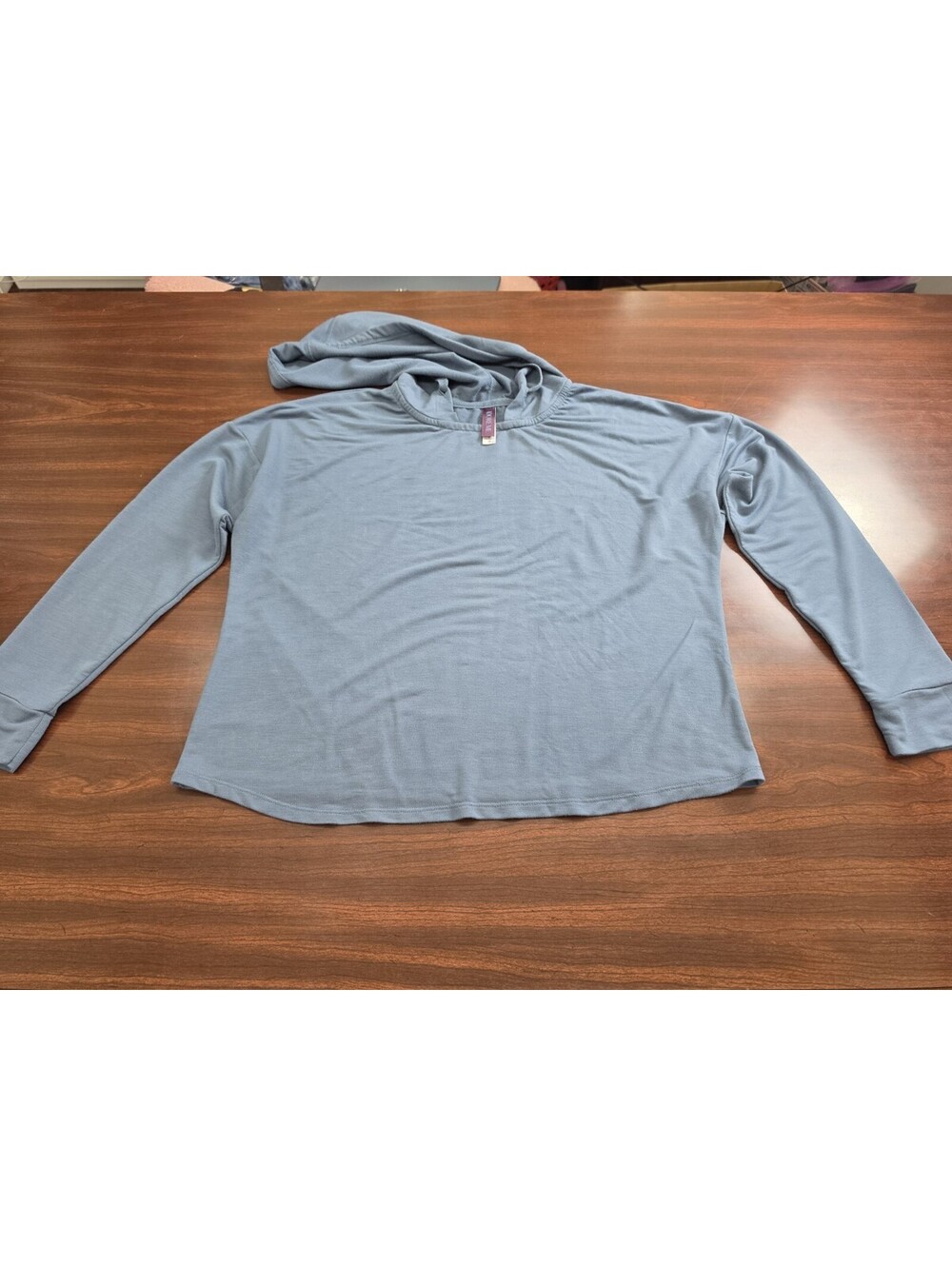 Adore Me Medium Dusty Blue Long Sleeve Lightweight Pullover Hoodie Lounge Top